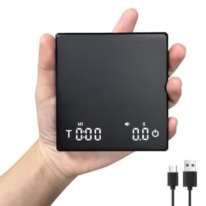 0.1g/2000g Portable Small Gram Coffee Scale with Timing Italian Hand-brewed Electronic Scale for Home Kitchen & Coffee Shop