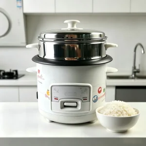 0.6L Stainless Steel Automatic Rice Cooker Non Stick Inner Pot Measuring Cup Paddle Hotel Household Use 350W Electric Cooker