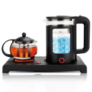0.6L and 1.8L 2-in-1 1500W Glass Electric Kettles With Tray Set