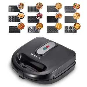 08134 Automatic Bread Maker & Sandwich Machine 12 in 1 Replaceable Plate Blender Stainless Steel Household Use