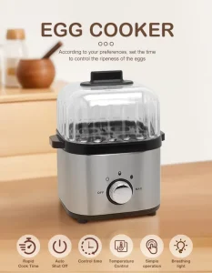 1 4 Eggs Single double Layered Automatic Stainless Steel Egg Cooker Boiler with Transparent Lid