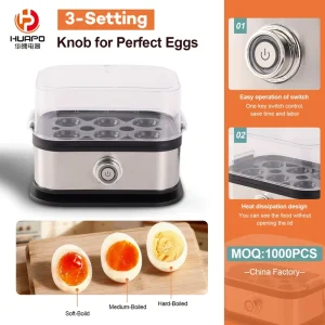 1-6 Eggs Boiler Electric 350W Household Steamer Egg Cooker for Kids and Family
