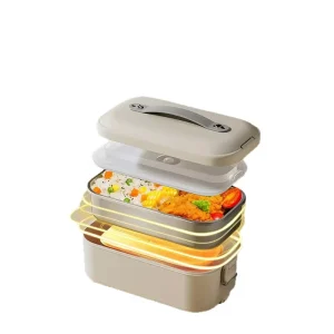 1 Liter Electric Heating Lunch Box USB Plug in Inner Liner Dual Tier Office Worker’s Hot Meal Artifact Steaming Cooking