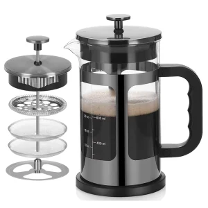 1 Liter French Press Coffee Maker Large Portable Teapot Glass French Press for Kitchen Travel Camping