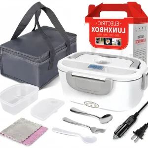 1.1L Intelligent Automatic Electric Lunch Box Stainless Steel Mobile Fast Food Heater Cutlery for Household Car Outdoor Battery
