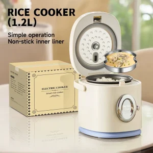 1.2 Liter Mini Electric Plastic Rice Cooker with Steamer Small Household Appliance for One Person