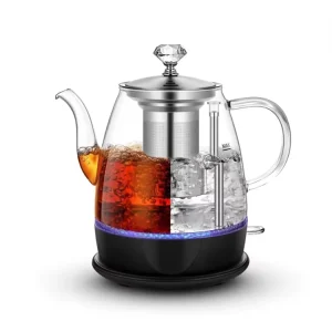 1.2L Gooseneck Electric Tea Kettle Infuser Black Temperature Control Keep Warm Outdoor Hotel Household Use Portable Borosilicate