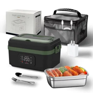 1.2L Multifunctional Battery Usb Rechargeable Digital Display Electric Lunch Box Outdoor Portable Wireless Heating Lunch Box Set