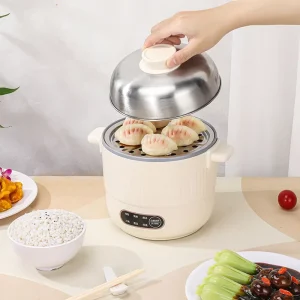 1.2L Rapid Noodles Cooker Mini Portable Pot for Steak Egg Fried Rice Ramen Oatmea Soup Electric Multi Cooker with Power