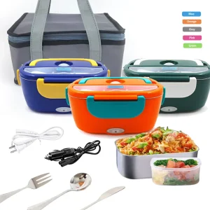 1.5L Electric Lunch Box for Food Heater Car and Home Use With Bag Chargeable Electric Lunch Box With Container