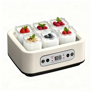 1.5L Portable Automatic Yogurt Maker with 6 Cup Timed Yogurt Machine Multi functional Ice Cream Pudding Maker Fermentation