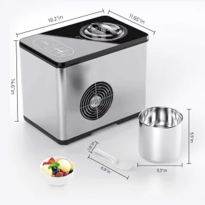 1.5L Soft & Hard Home Ice Cream Maker Compressor Chilling Touch Panel Ice cream Machine Portable Ice Cream Maker Machine