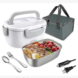 1.5L Stainless Steel Electric Heated Bento Container Portable Smart Food Warmer for Home Car for Carrying Lunch Boxes