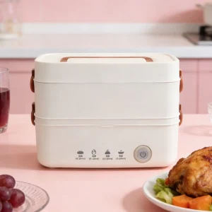 1.5L Stainless Steel Portable Electric Food Container Heating Lunch Box Food Warmer with Carry Bag for Office KL02002