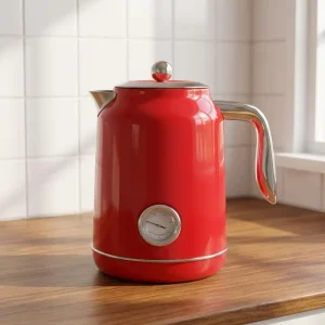 1.7L Stainless Steel Portable Electric Kettle with Digital Tea Maker Simple and Retro Temperature Display