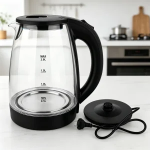 1.8L Cordless Glass Electric Kettle Temperature Control 304 Stainless Steel Base 1500W Fast Boil Auto Shut off 360 Hot Water