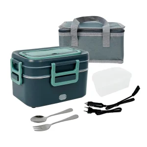 1.8L Dual Voltage Insulated Electric Rice Lunch Box 304 Stainless Steel with PP Plate and Cutlery