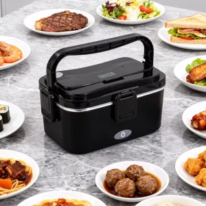 1.8L Electric Heated Lunch Box 12V 24V 110V 220V Stainless Steel PP Plastic Portable Electric Lunch Box