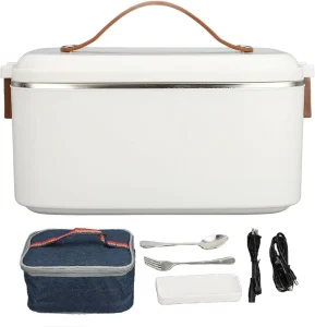 1.8L Electric Lunch Box Set 2 in 1 Food Heater 12V 24V 110V Food Warmer Lunch Box Set for Office Home Car Truck Work
