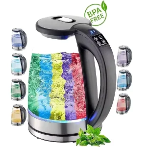 1.8L Household Electric Kettle New Stainless Steel 3 Automatic Power Off Transparent Glass Cordless Temperature Control Feature