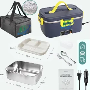 1.8L Large Capacity Electric Lunch Box Car Use Family Use Stainless Steel Spoon Fork with Insulated Bag Universal Voltage