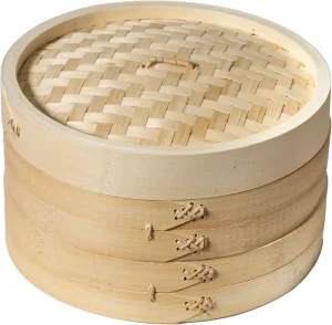 10-Inch Eco-Friendly Customizable Electric Induction Gas Steamer with 25cm Big Dim Sum Basket Chinese Bamboo Wood Steamers