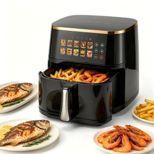 10 Liter Square Modern Digital Control Plastic Air Fryer Oven 1400 Watts 6 Preset Cooking Modes Multi Function Energy Saving