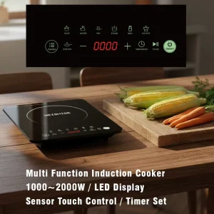 1000W 2000W Power Multi Function Induction Cooktop Microlite Single Burner LED Display Sensor Touch Control Hot Pot