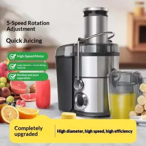 1000W Heavy Duty Commercial Juicer Stainless Steel Electric Juice Extractor 2000RPM High Yield Fruit Juicing Machine