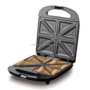 1000W Indicator Non Stick Surface Dual Zone Cooking Interchangeable Plate Breakfast Kitchen Sandwich Maker Electric Waffle Maker