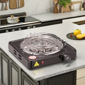 1000W Single Coil Electric Portable Hot Plate with Temperature Control Knob with Grill
