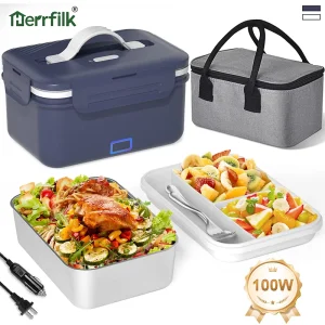100W Self Heating Leak Proof Electric Lunch Box for Car Outdoor Use Portable Food Warmer Multi Voltage Compatibility