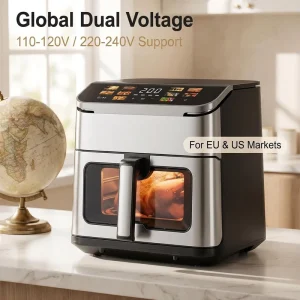 10L Large Capacity Air Fryer Oven Dual Voltage 110V 240V 1800W Smart Digital 304 SS Heating Element GS CE for Family Use