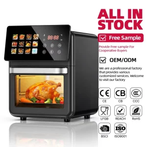 10L Large Capacity Air Fryer Oven with Visual Window Digital Touch Screen Freidora De Aire Oil Free Smart Toaster Airfryers