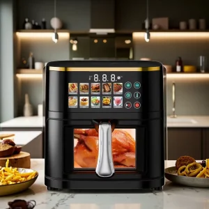 10L Modern Air Fryer Electric Square Plastic Oven Touch Screen Multi Function for Roasting Baking Cooking Household Hotel