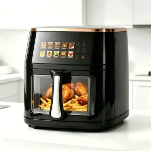 10L Square Modern Plastic Air Fryer Oven 1400W Multifunctional Electric 6 Preset Menus Energy Saving PTFE Non Stick Household