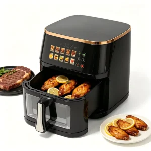 10L Square Modern Plastic Large Capacity Air Fryer Oven 1400W Multifunctional Energy Saving PTFE Non Stick 6 Preset Menus