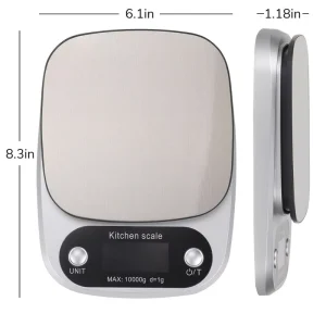10kg Stainless Steel Battery Operated Electronic Kitchen Weighing Scale with Auto Shut Off High Precision 1g CE Certified