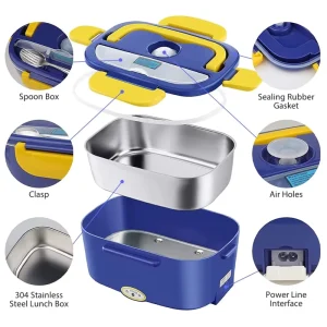 110V 12V Food Heating Electric Food Container for Home Car with Bag Spoon Fork Knife