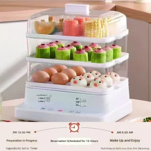 110V/220V Electric Food Steamer Multifunctional 3 Layer Intelligent Cooker Large Capacity Automatic Power Off Steam