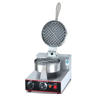 110V 220V Stainless Steel Commercial Single Plate Round Waffle Machine