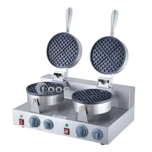 110V 220V Stainless Steel Electric Waffle Iron Double Plates Waffle Maker Machine 3-Layer Non-Stick Coating 2600W for Commercial