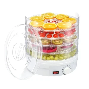 110V Electric Food Dehydrator Household Vegetable and Fruit Dryer Hot Air Dryer for Pet Food Stainless Steel Housing