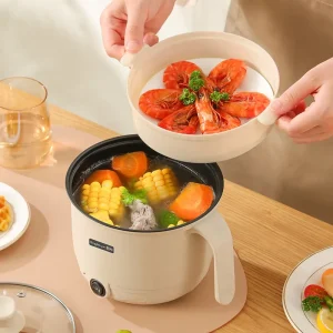 110V Small Electric Hot Pot with Steamer US JP Standard Voltage Portable Mini Electric Skillet for Export