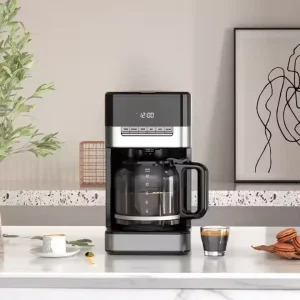 11D 120V Electric Programmable Single Service Semi Automatic Americano Drip Coffee Maker with 12 Cups Glass Pot
