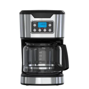 12 Cup Modern Electric Drip Coffee Maker Digital Display Timer Fully Automatic Stainless Steel Household Use Temperature Control