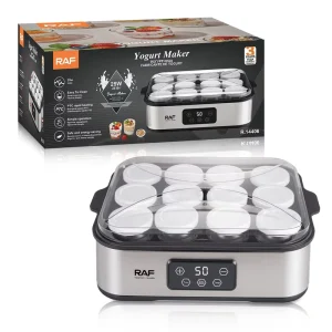 12 Jar Stainless Steel Electric Household Yogurt Maker with Glass Jars Electric Yogurt Maker for Dormitory or Office Use