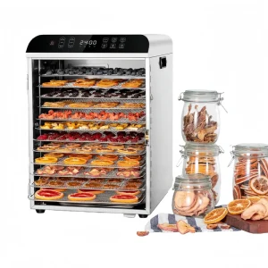 12 Layer Commercial Stainless Steel Electric Digital Control Eco friendly Food Dehydrator 30 to 90 Temperature Range for Home