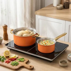 12 Piece Stainless Steel Cookware Set Induction Cooker Compatible Glass Cover Dishwasher Safe Modern Luxury Design Includes