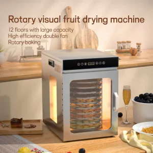 12 Tray Rotary Electric Food Dehydrator Machine for Fruit Vegetable Processing OEM Available